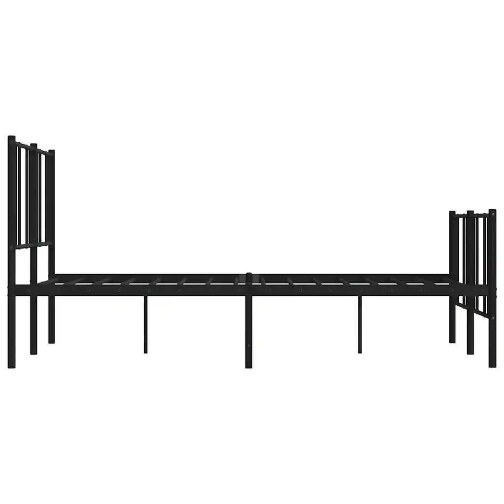 Letto matrimoniale | Letto per adulti | Giroletto con Testiera e Pediera Metallo Nero 120x200 cm - Image 7