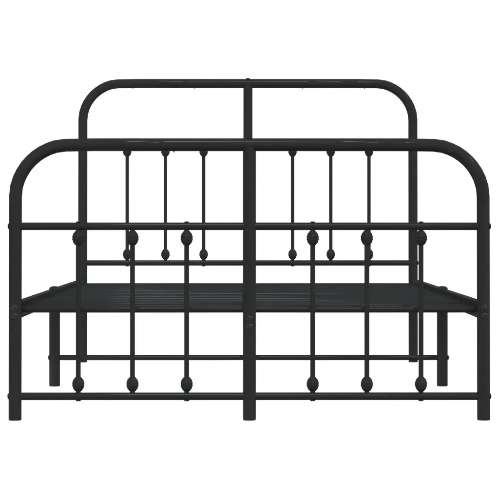 Letto matrimoniale | Letto per adulti | Giroletto con Testiera e Pediera Metallo Nero 120x200 cm - Image 6