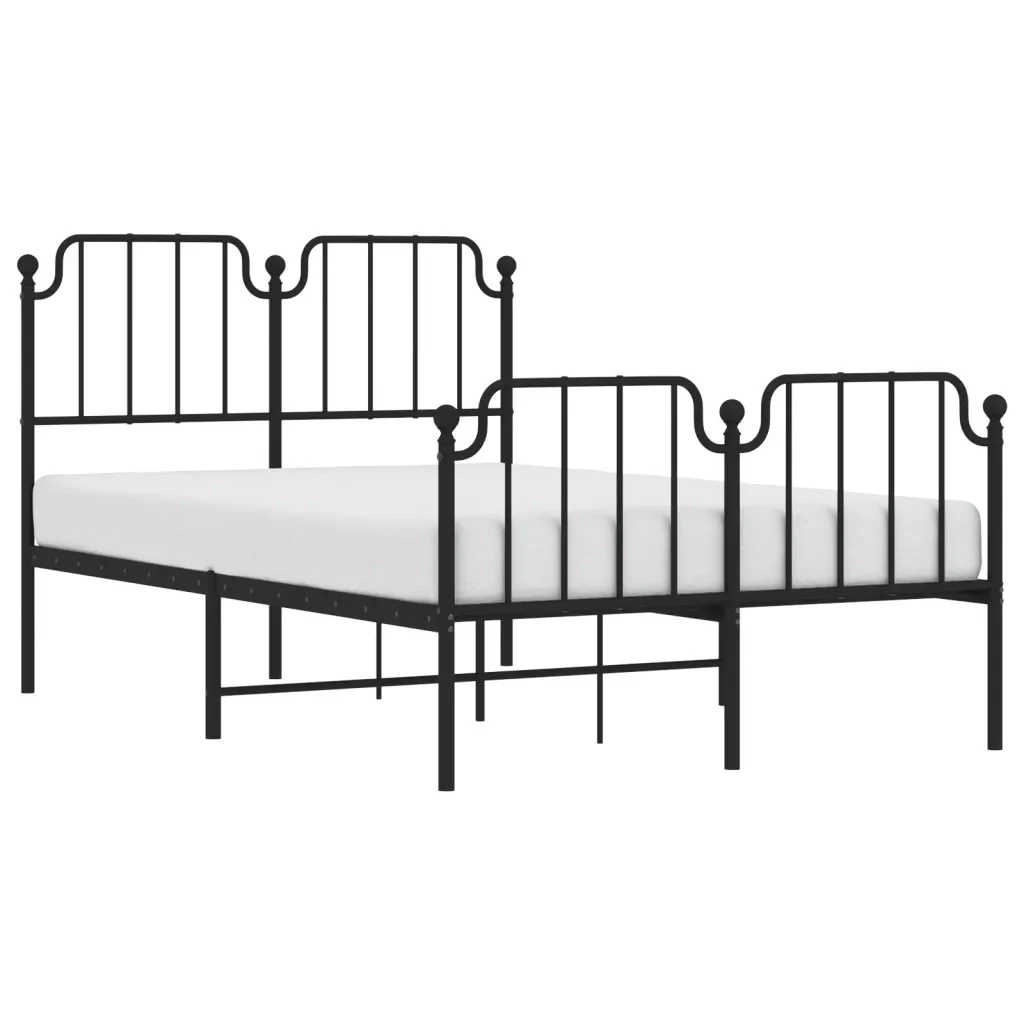 Letto matrimoniale | Letto per adulti | Giroletto con Testiera e Pediera Metallo Nero 120x200 cm - Image 3