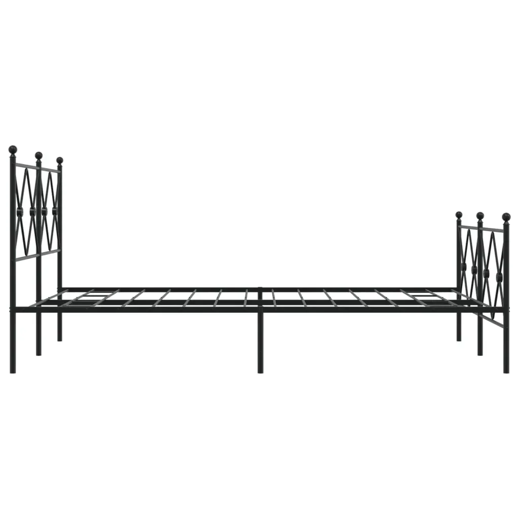 Letto matrimoniale | Letto per adulti | Giroletto con Testiera e Pediera Metallo Nero 120x200 cm - Image 5