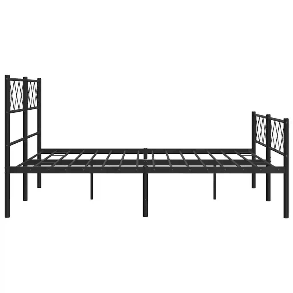 Letto matrimoniale | Letto per adulti | Giroletto con Testiera e Pediera Metallo Nero 135x190 cm - Image 7