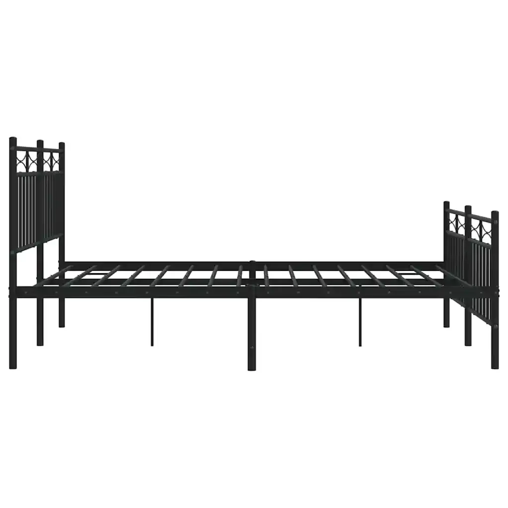 Letto matrimoniale | Letto per adulti | Giroletto con Testiera e Pediera Metallo Nero 135x190 cm - Image 7