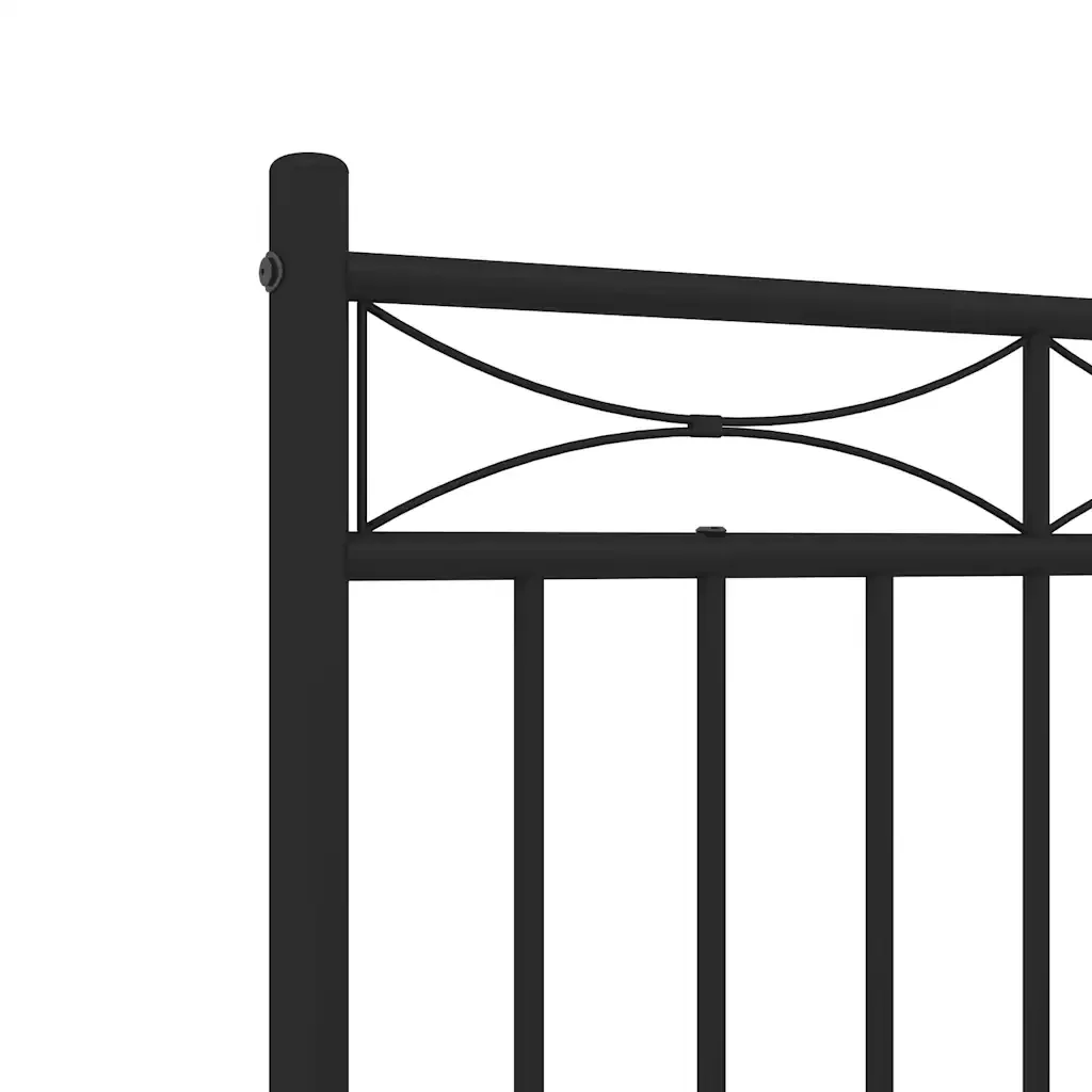 Letto matrimoniale | Letto per adulti | Giroletto con Testiera e Pediera Metallo Nero 135x190 cm - Image 9