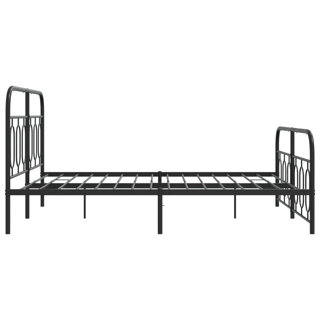 Letto matrimoniale | Letto per adulti | Giroletto con Testiera e Pediera Metallo Nero 135x190 cm - Image 5