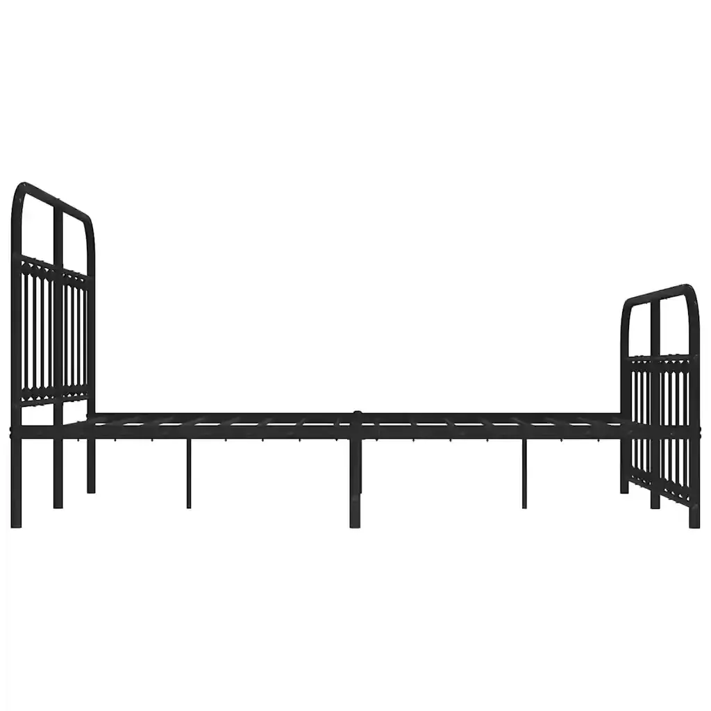 Letto matrimoniale | Letto per adulti | Giroletto con Testiera e Pediera Metallo Nero 135x190 cm - Image 7