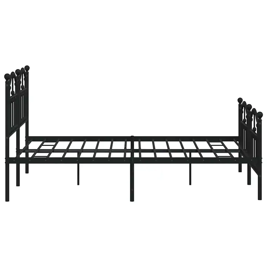 Letto matrimoniale | Letto per adulti | Giroletto con Testiera e Pediera Metallo Nero 135x190 cm - Image 7
