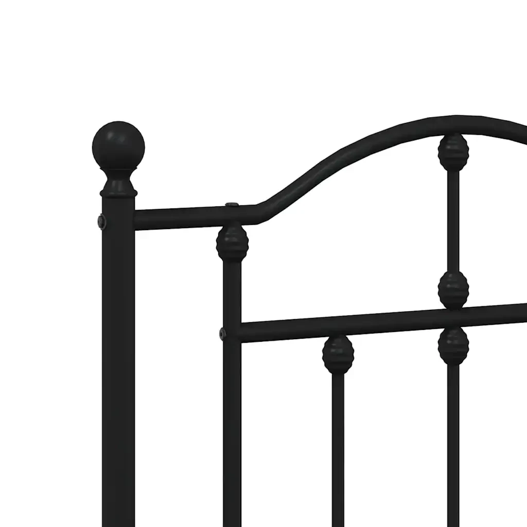 Letto matrimoniale | Letto per adulti | Giroletto con Testiera e Pediera Metallo Nero 135x190 cm - Image 9