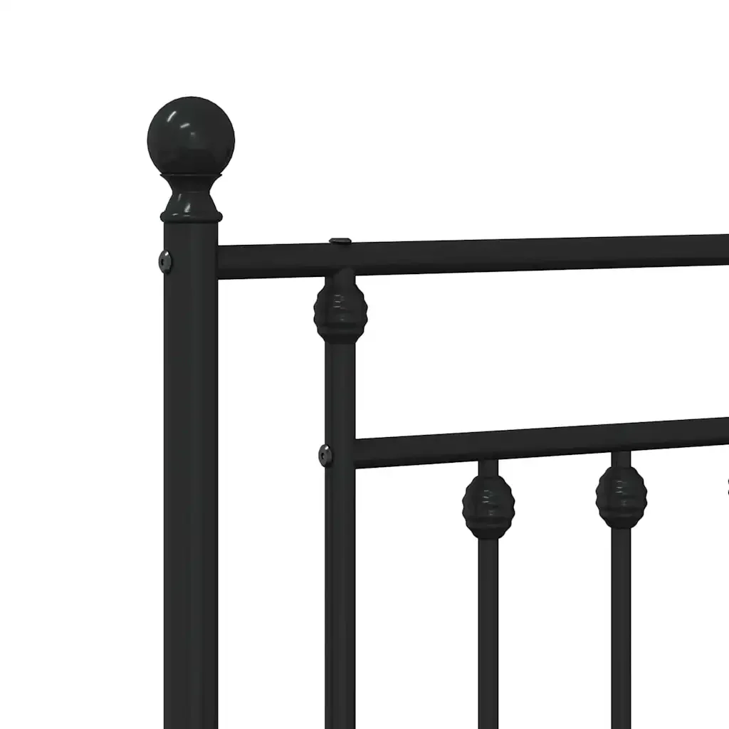 Letto matrimoniale | Letto per adulti | Giroletto con Testiera e Pediera Metallo Nero 135x190 cm - Image 9