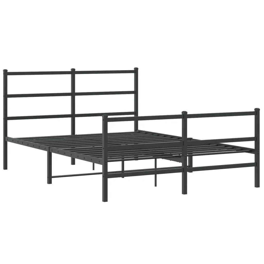 Letto matrimoniale | Letto per adulti | Giroletto con Testiera e Pediera Metallo Nero 135x190 cm - Image 4