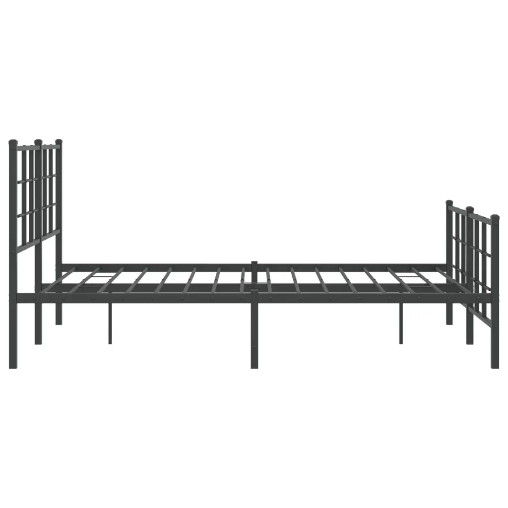 Letto matrimoniale | Letto per adulti | Giroletto con Testiera e Pediera Metallo Nero 135x190 cm - Image 6