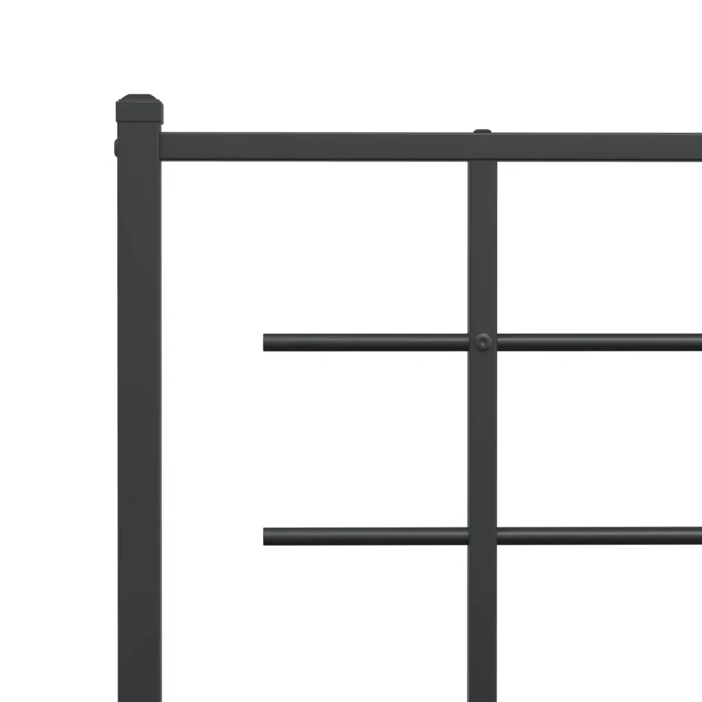 Letto matrimoniale | Letto per adulti | Giroletto con Testiera e Pediera Metallo Nero 135x190 cm - Image 8