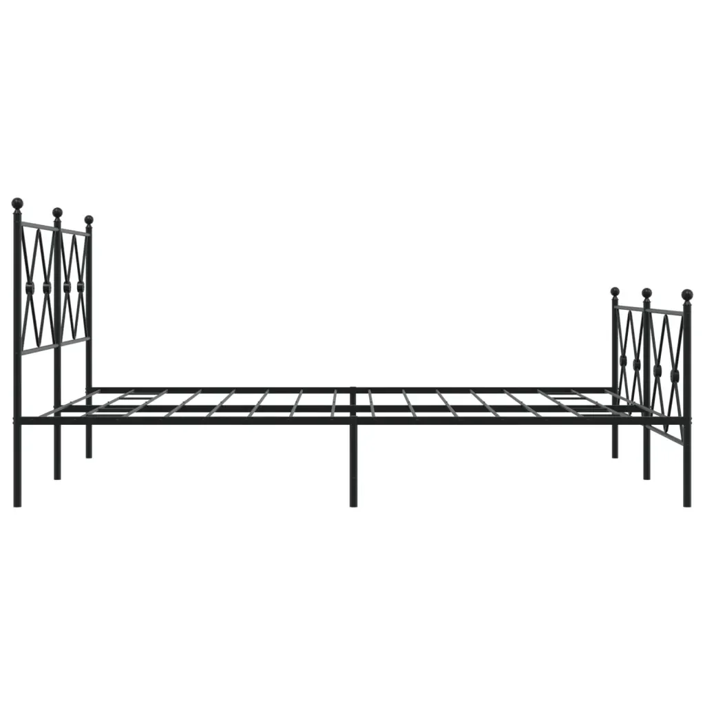 Letto matrimoniale | Letto per adulti | Giroletto con Testiera e Pediera Metallo Nero 137x190 cm - Image 5