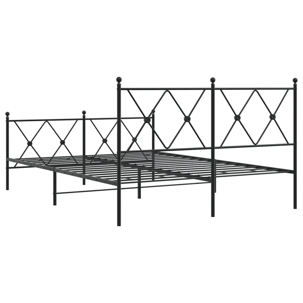 Letto matrimoniale | Letto per adulti | Giroletto con Testiera e Pediera Metallo Nero 137x190 cm - Image 6