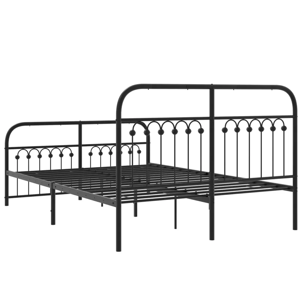 Letto matrimoniale | Letto per adulti | Giroletto con Testiera e Pediera Metallo Nero 137x190 cm - Image 6