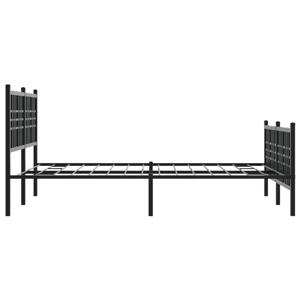 Letto matrimoniale | Letto per adulti | Giroletto con Testiera e Pediera Metallo Nero 137x190 cm - Image 5