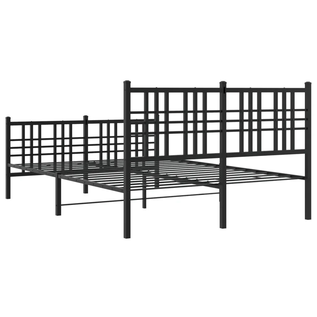 Letto matrimoniale | Letto per adulti | Giroletto con Testiera e Pediera Metallo Nero 137x190 cm - Image 6