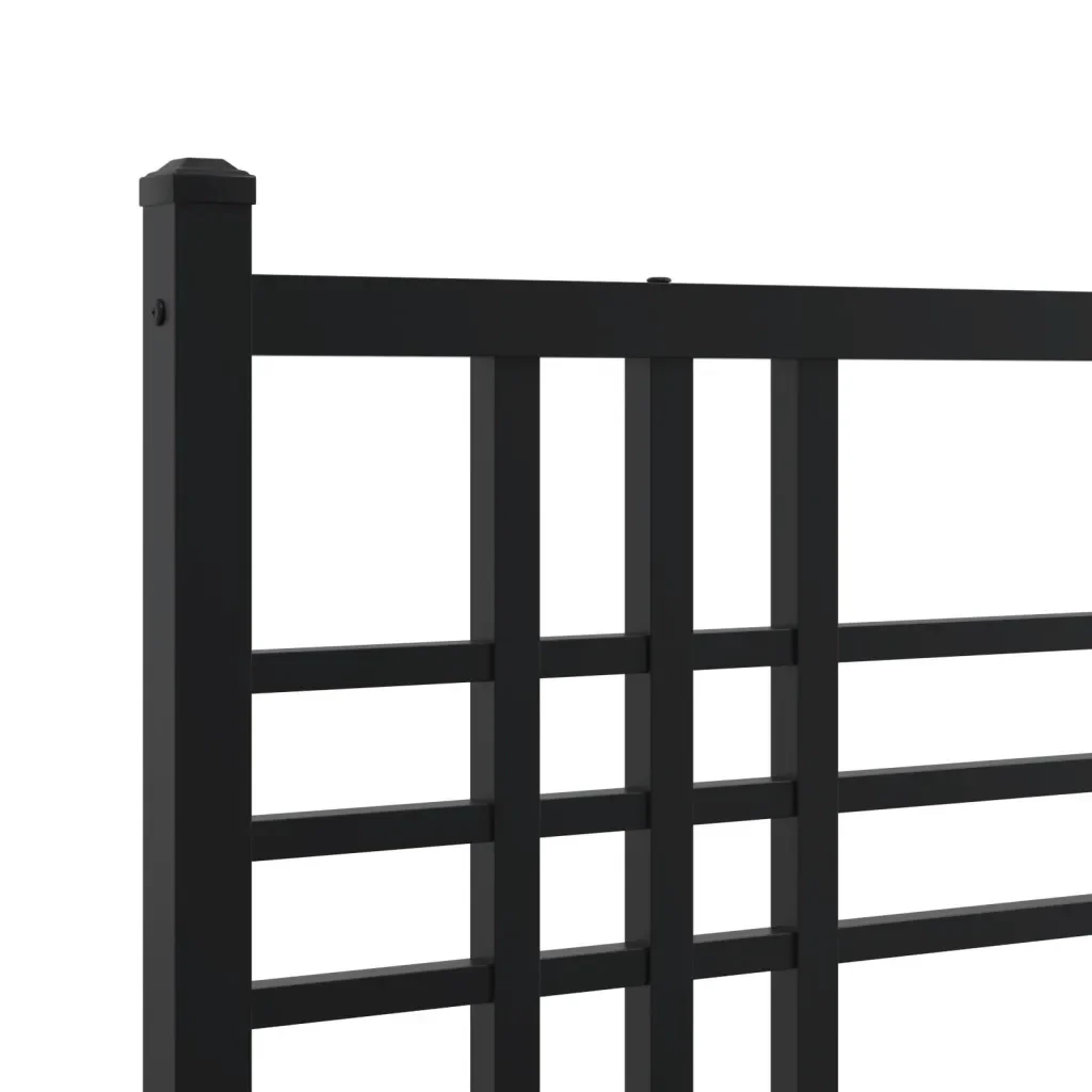 Letto matrimoniale | Letto per adulti | Giroletto con Testiera e Pediera Metallo Nero 137x190 cm - Image 7