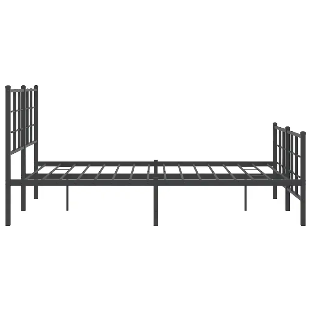 Letto matrimoniale | Letto per adulti | Giroletto con Testiera e Pediera Metallo Nero 140x190 cm - Image 6
