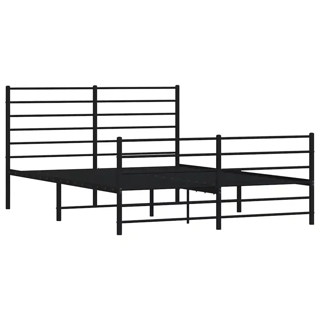 Letto matrimoniale | Letto per adulti | Giroletto con Testiera e Pediera Metallo Nero 140x190 cm - Image 4