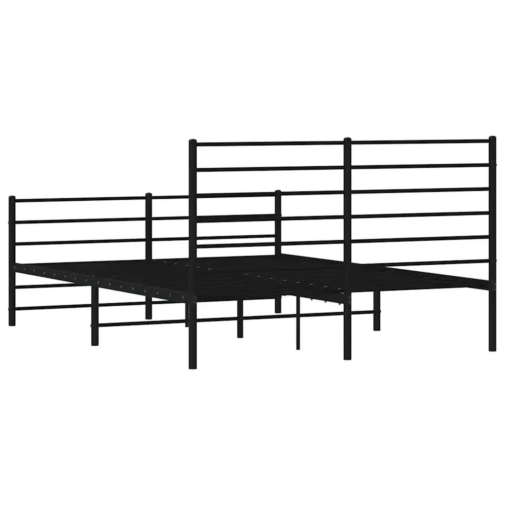 Letto matrimoniale | Letto per adulti | Giroletto con Testiera e Pediera Metallo Nero 140x190 cm - Image 8