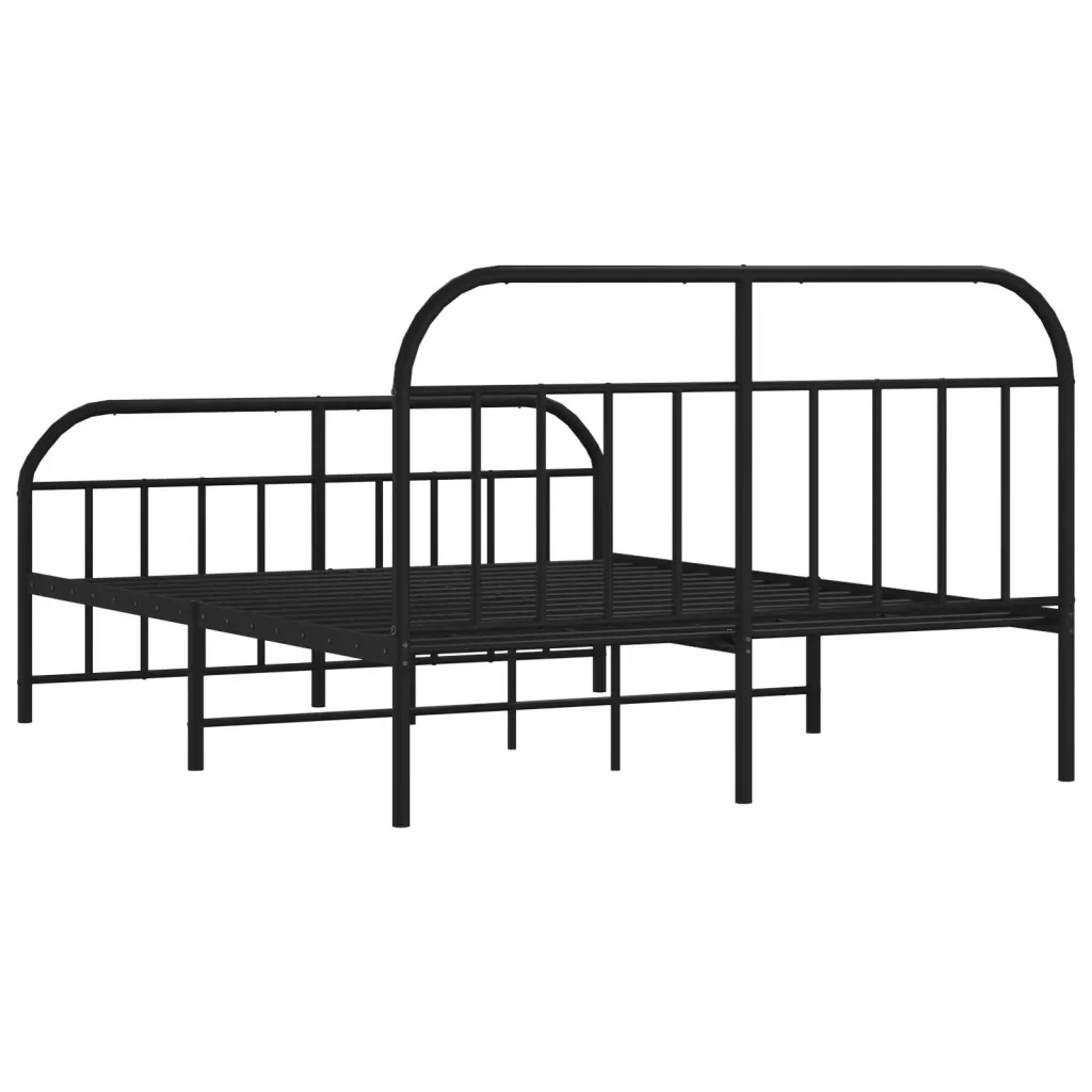 Letto matrimoniale | Letto per adulti | Giroletto con Testiera e Pediera Metallo Nero 140x190 cm - Image 8