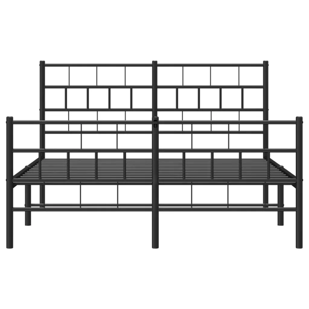 Letto matrimoniale | Letto per adulti | Giroletto con Testiera e Pediera Metallo Nero 140x190 cm - Image 5