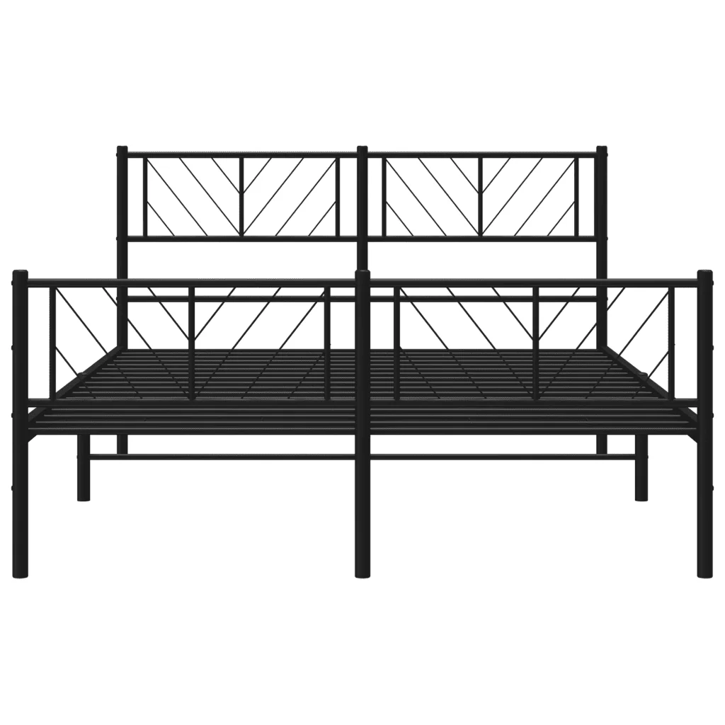 Letto matrimoniale | Letto per adulti | Giroletto con Testiera e Pediera Metallo Nero 140x190 cm - Image 5