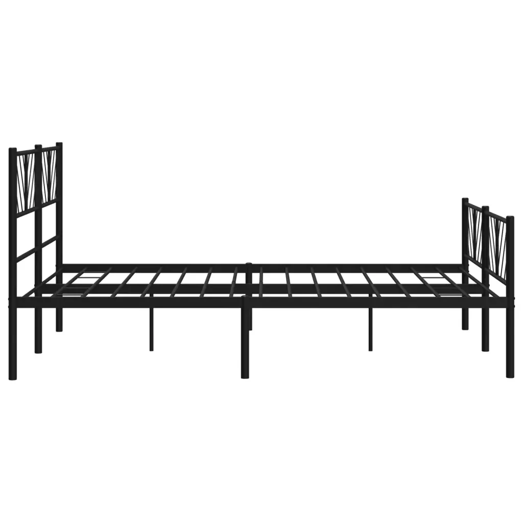 Letto matrimoniale | Letto per adulti | Giroletto con Testiera e Pediera Metallo Nero 140x190 cm - Image 6