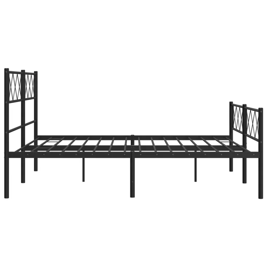 Letto matrimoniale | Letto per adulti | Giroletto con Testiera e Pediera Metallo Nero 140x190 cm - Image 6