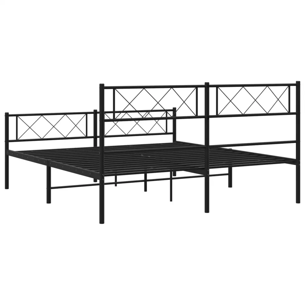 Letto matrimoniale | Letto per adulti | Giroletto con Testiera e Pediera Metallo Nero 140x190 cm - Image 7