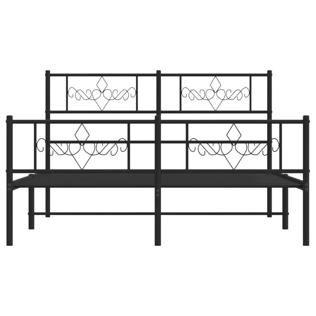 Letto matrimoniale | Letto per adulti | Giroletto con Testiera e Pediera Metallo Nero 140x190 cm - Image 5