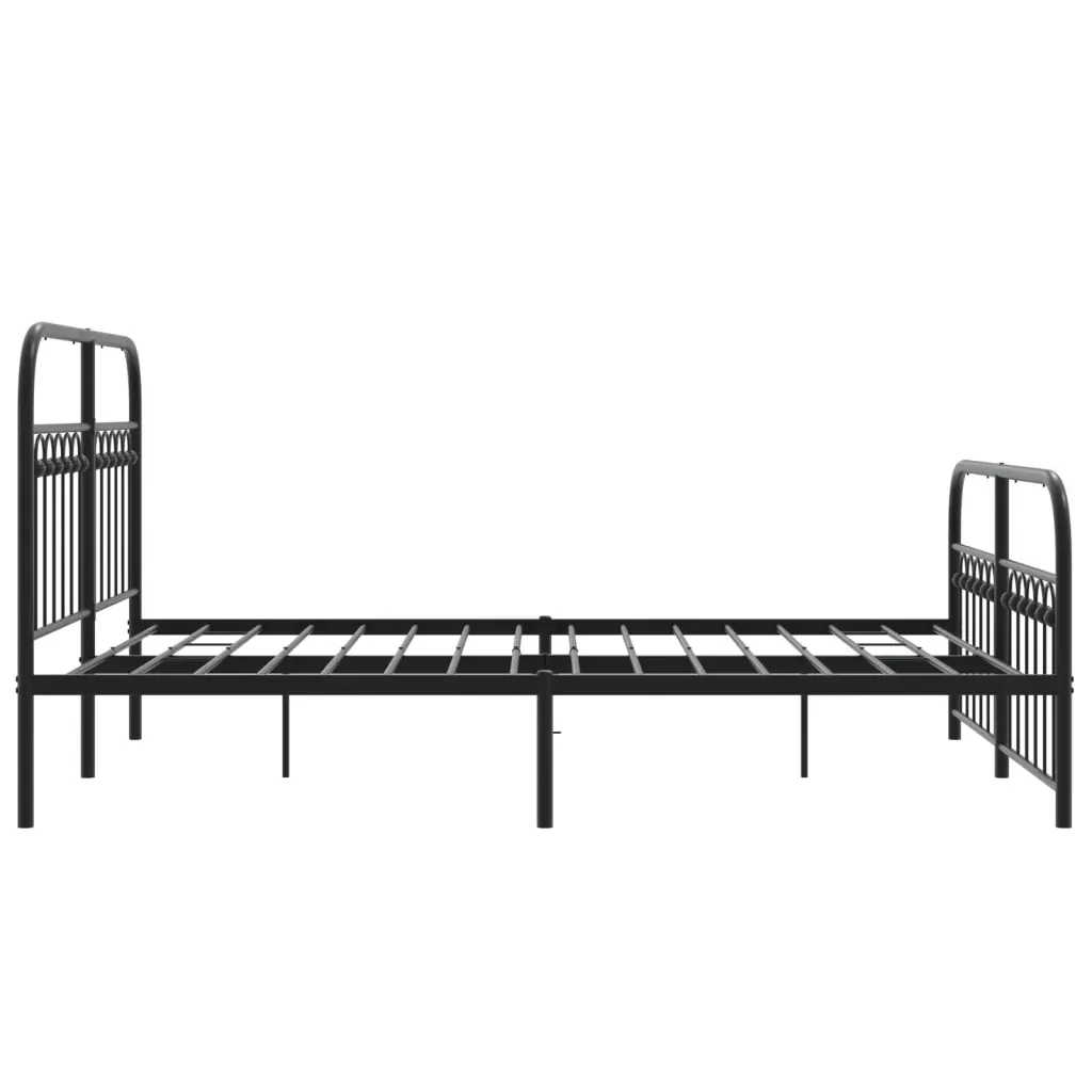 Letto matrimoniale | Letto per adulti | Giroletto con Testiera e Pediera Metallo Nero 140x190 cm - Image 5