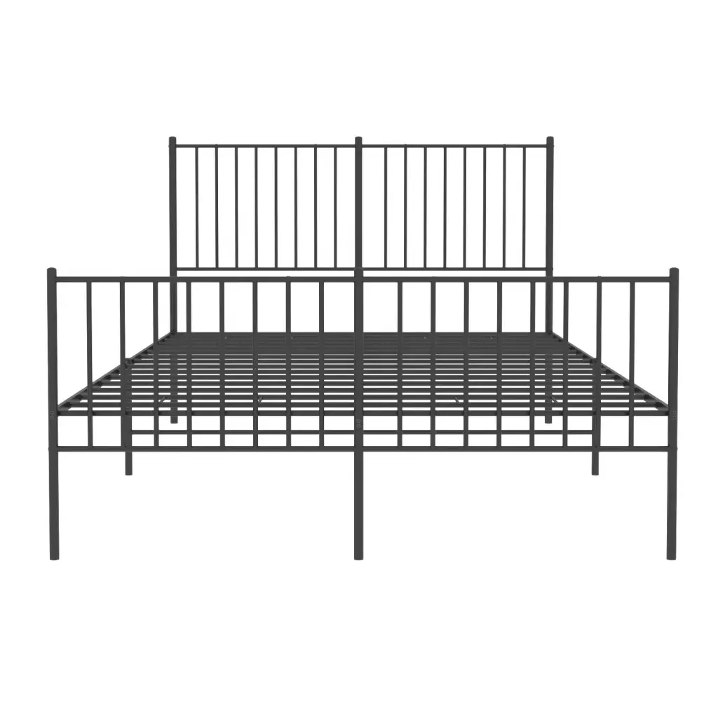 Letto matrimoniale | Letto per adulti | Giroletto con Testiera e Pediera Metallo Nero 140x190 cm - Image 5