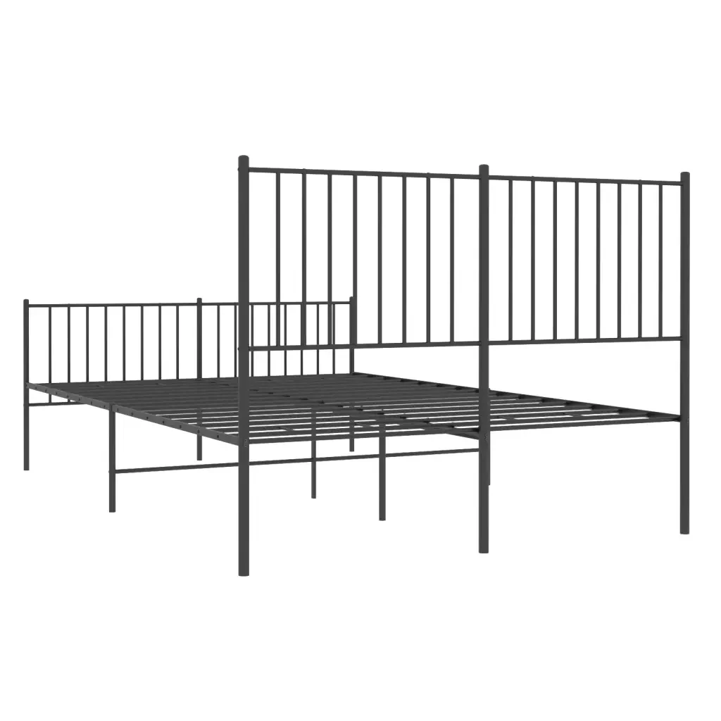 Letto matrimoniale | Letto per adulti | Giroletto con Testiera e Pediera Metallo Nero 140x190 cm - Image 7