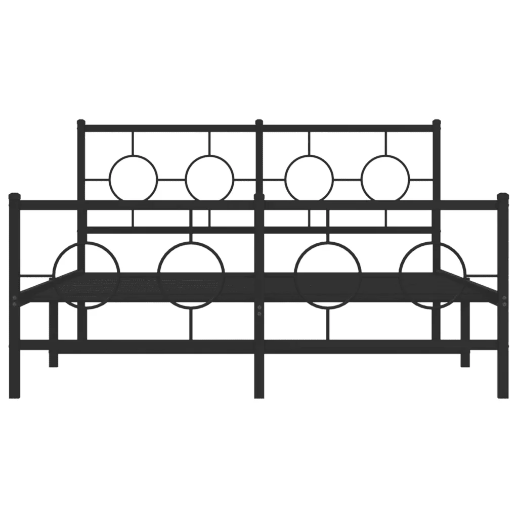 Letto matrimoniale | Letto per adulti | Giroletto con Testiera e Pediera Metallo Nero 140x200 cm - Image 5