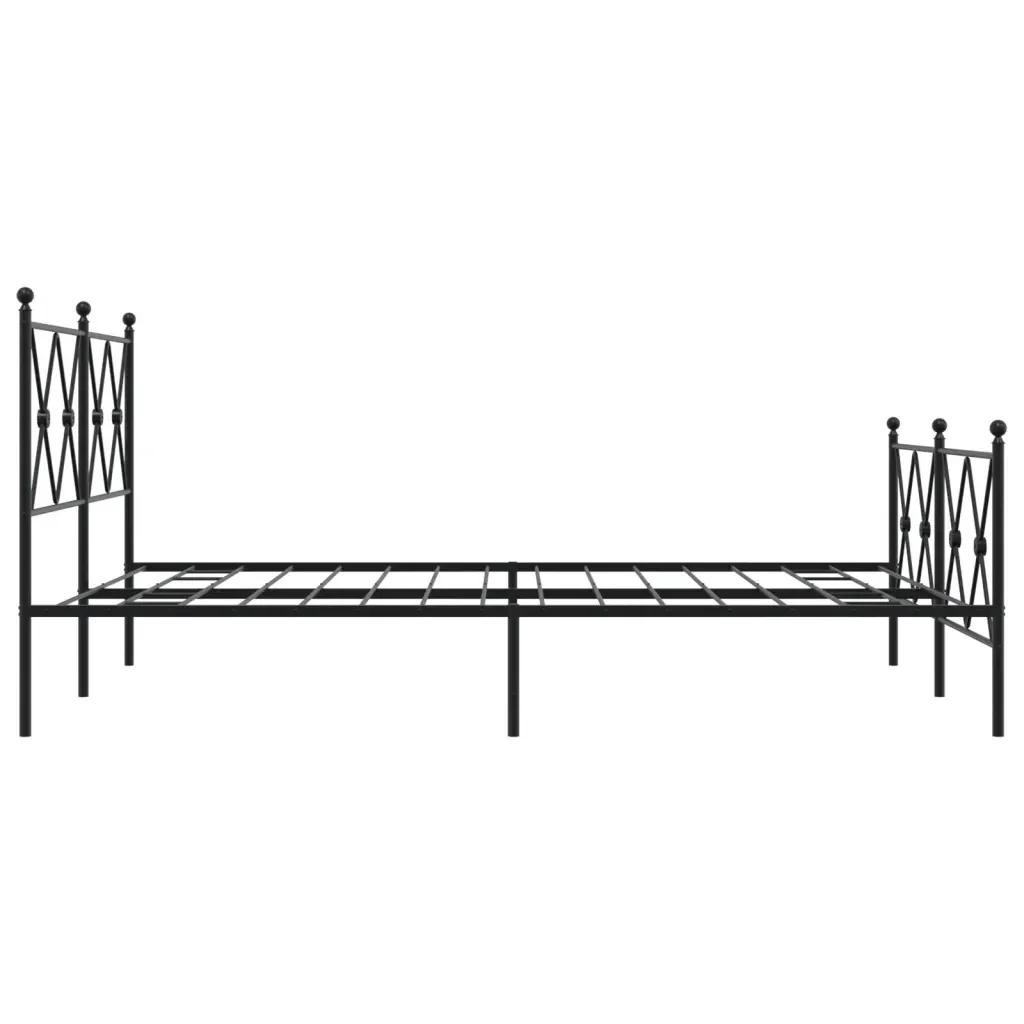 Letto matrimoniale | Letto per adulti | Giroletto con Testiera e Pediera Metallo Nero 140x200 cm - Image 5