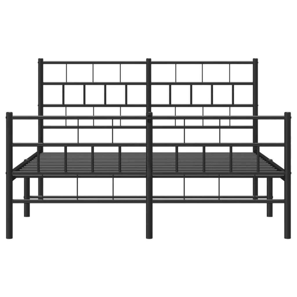 Letto matrimoniale | Letto per adulti | Giroletto con Testiera e Pediera Metallo Nero 140x200 cm - Image 5