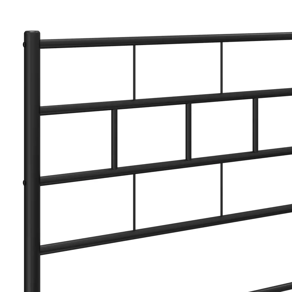 Letto matrimoniale | Letto per adulti | Giroletto con Testiera e Pediera Metallo Nero 140x200 cm - Image 8