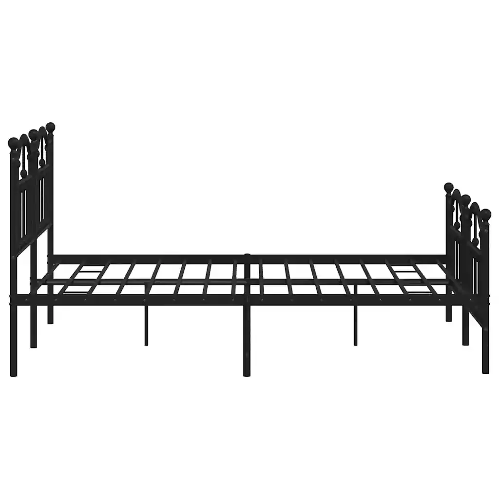 Letto matrimoniale | Letto per adulti | Giroletto con Testiera e Pediera Metallo Nero 140x200 cm - Image 6