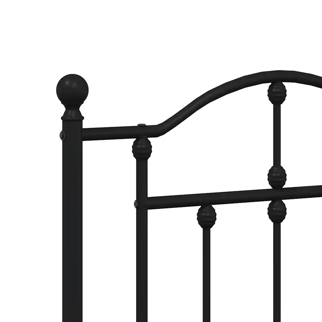 Letto matrimoniale | Letto per adulti | Giroletto con Testiera e Pediera Metallo Nero 140x200 cm - Image 8