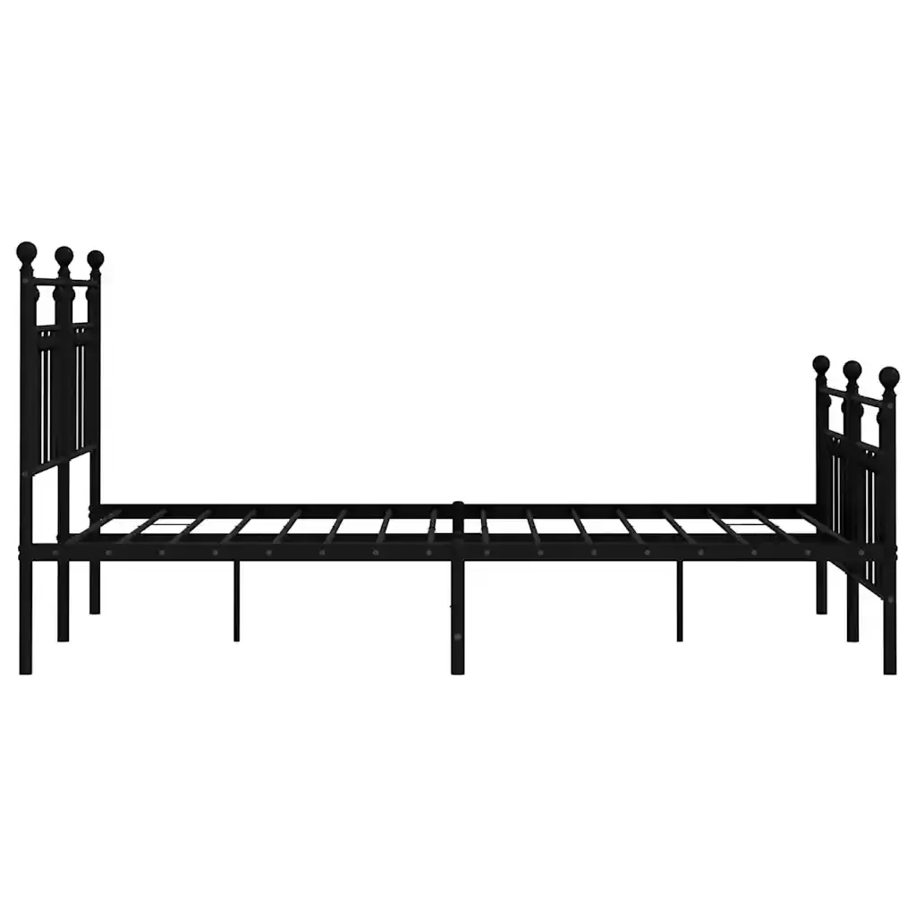 Letto matrimoniale | Letto per adulti | Giroletto con Testiera e Pediera Metallo Nero 140x200 cm - Image 7