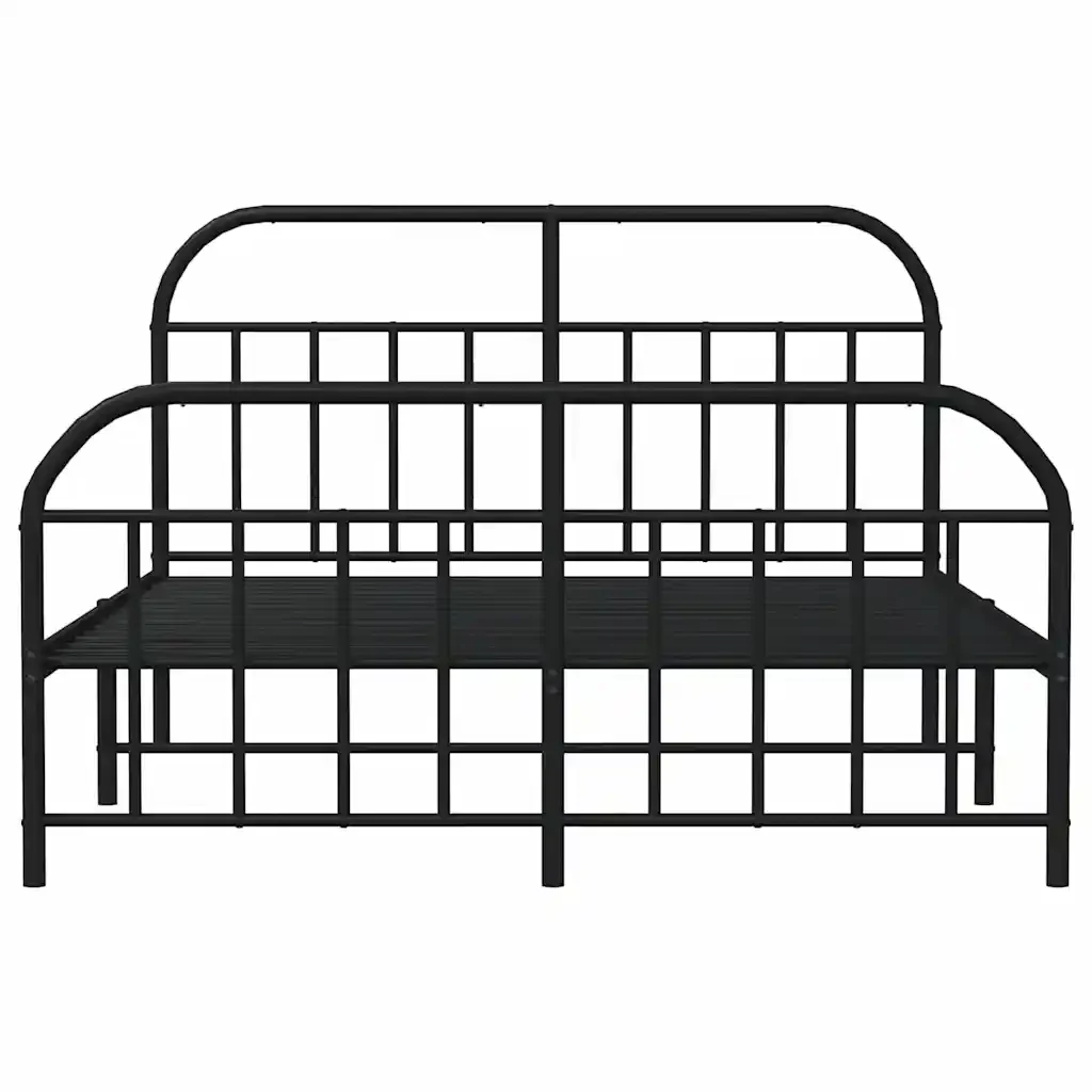 Letto matrimoniale | Letto per adulti | Giroletto con Testiera e Pediera Metallo Nero 140x200 cm - Image 6
