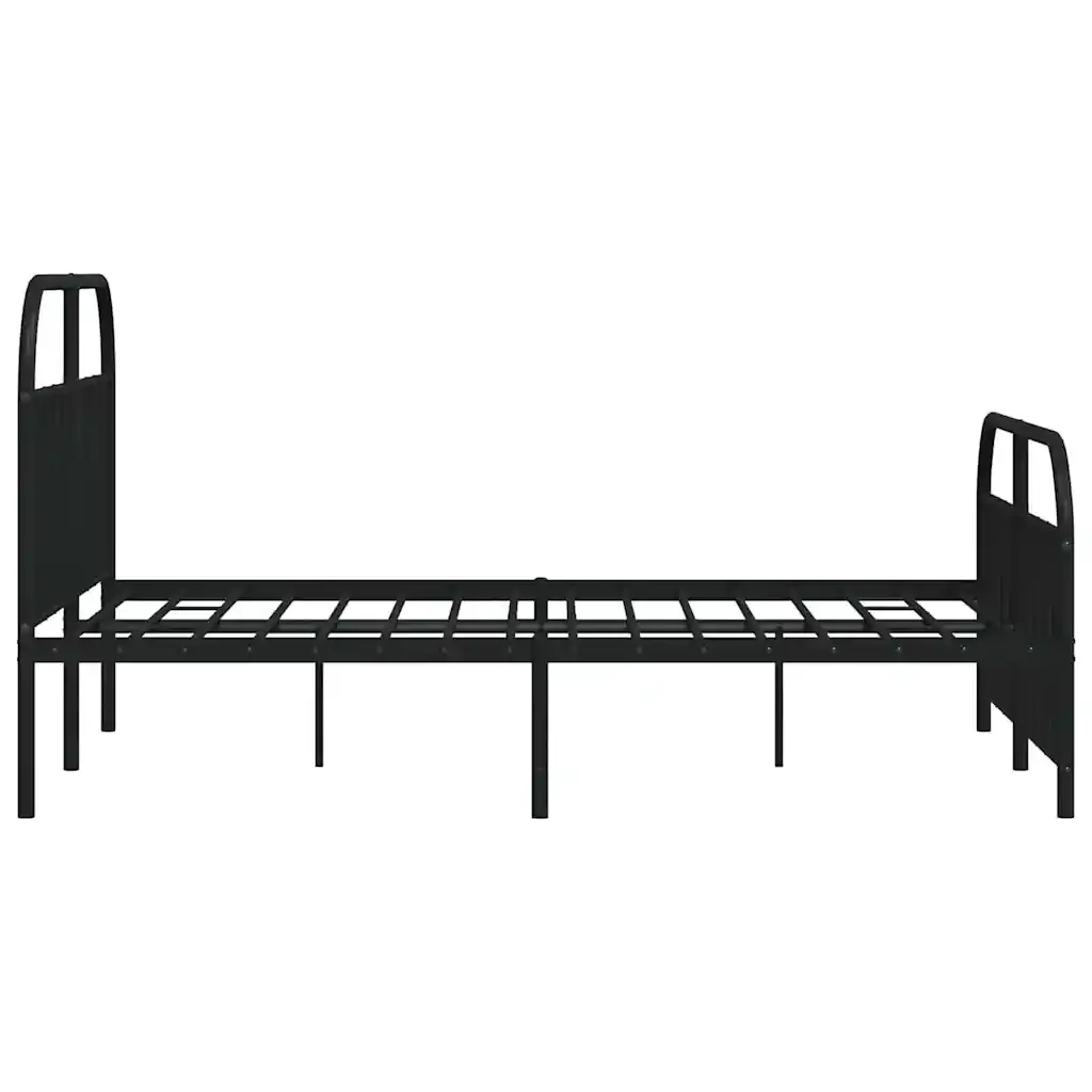 Letto matrimoniale | Letto per adulti | Giroletto con Testiera e Pediera Metallo Nero 140x200 cm - Image 7