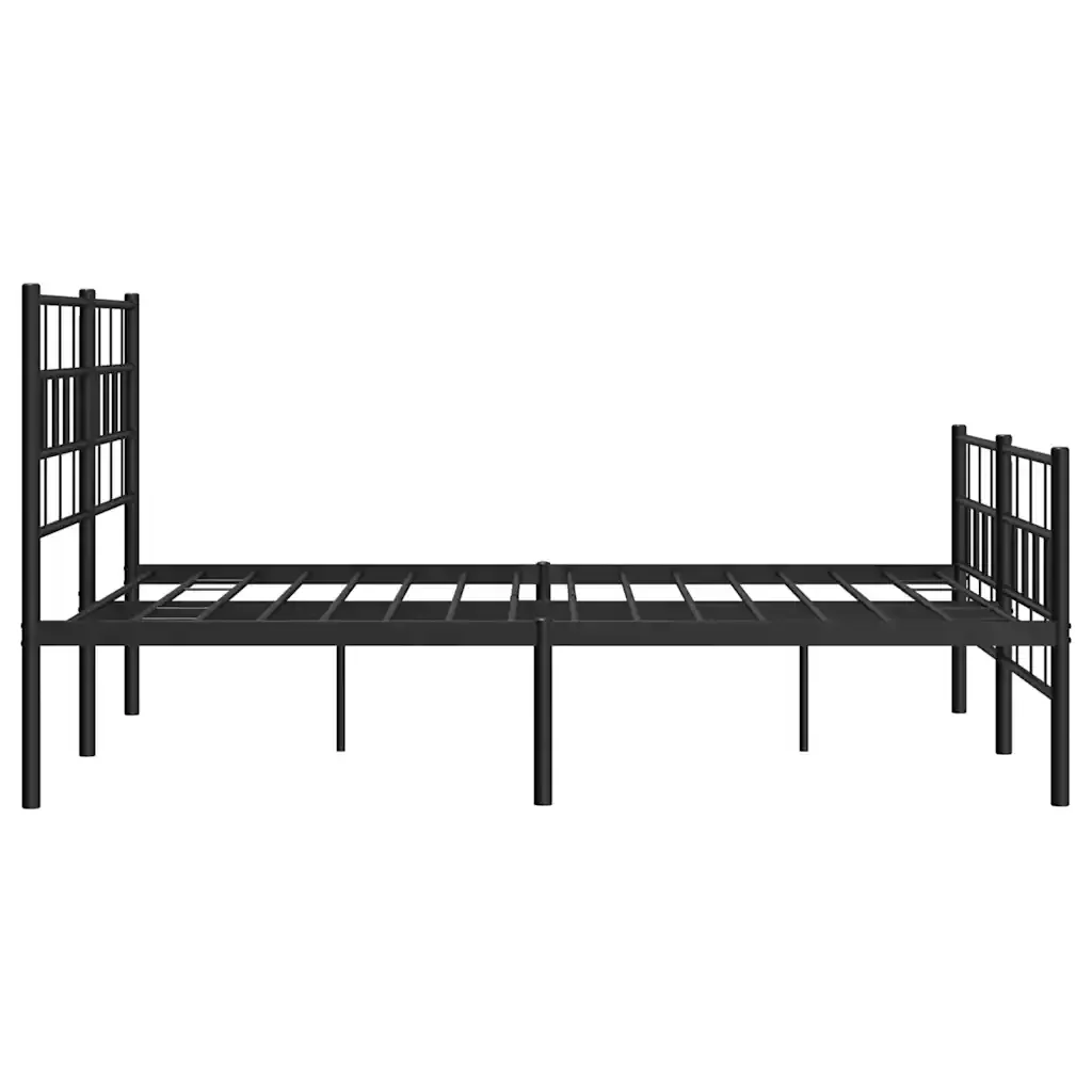 Letto matrimoniale | Letto per adulti | Giroletto con Testiera e Pediera Metallo Nero 150x200 cm - Image 7