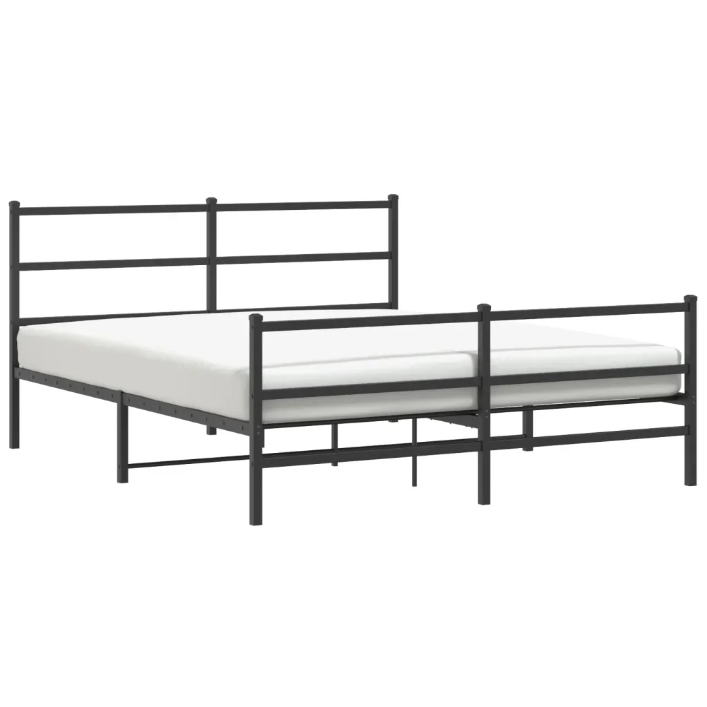 Letto matrimoniale | Letto per adulti | Giroletto con Testiera e Pediera Metallo Nero 150x200 cm