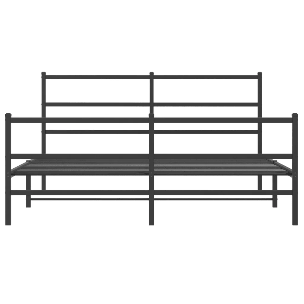 Letto matrimoniale | Letto per adulti | Giroletto con Testiera e Pediera Metallo Nero 150x200 cm - Image 5