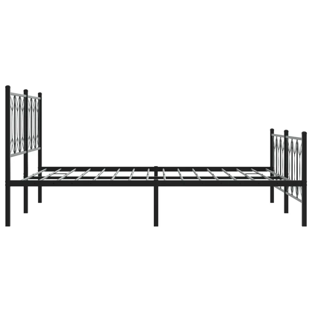 Letto matrimoniale | Letto per adulti | Giroletto con Testiera e Pediera Metallo Nero 150x200 cm - Image 5