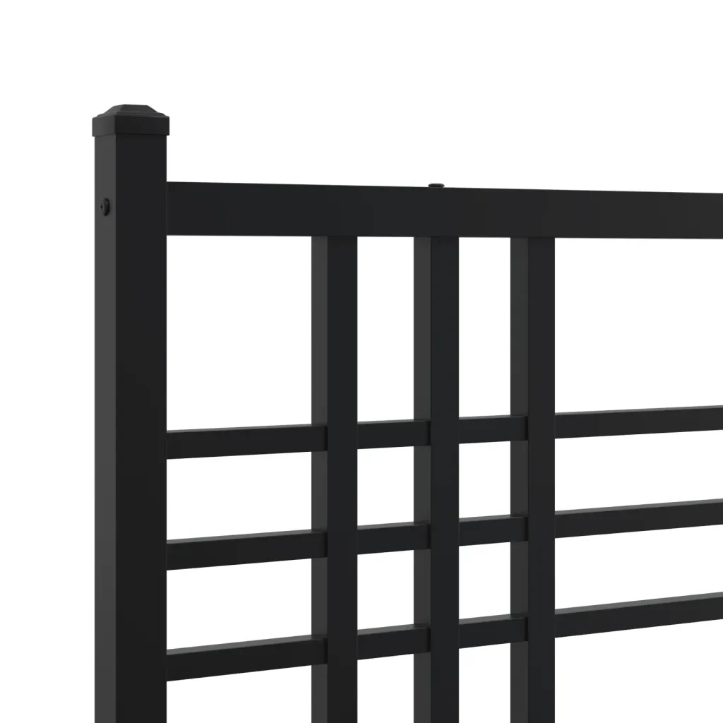 Letto matrimoniale | Letto per adulti | Giroletto con Testiera e Pediera Metallo Nero 150x200 cm - Image 7