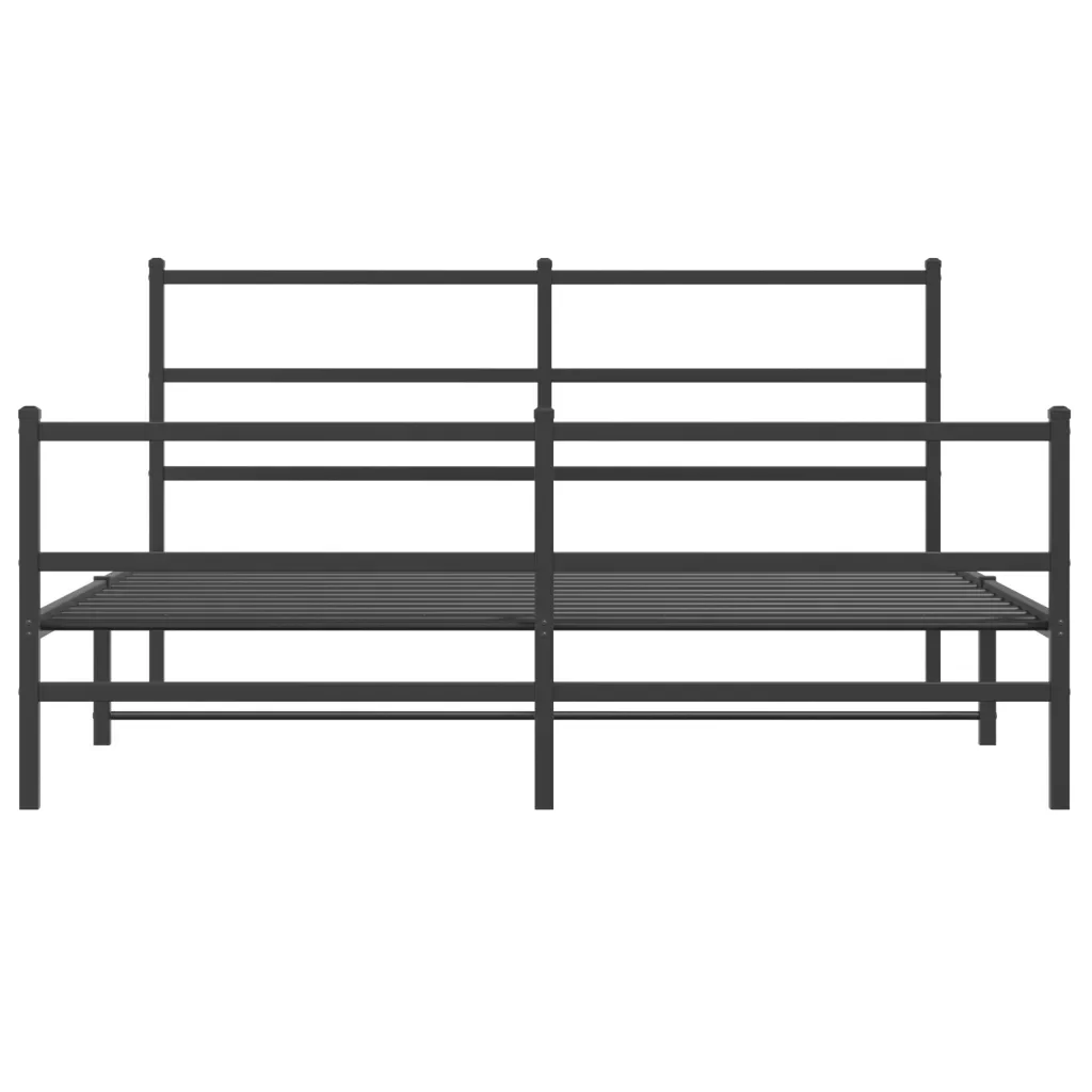 Letto matrimoniale | Letto per adulti | Giroletto con Testiera e Pediera Metallo Nero 160x200 cm - Image 5