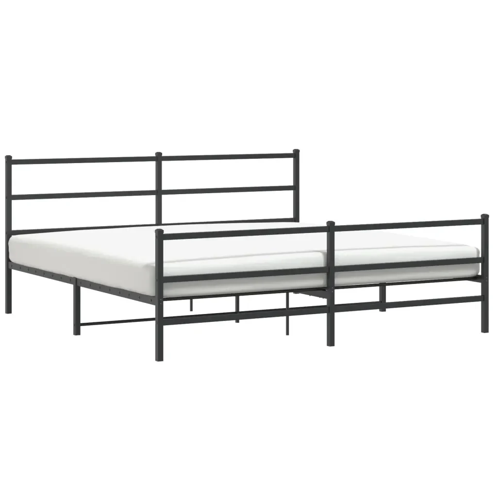 Letto matrimoniale | Letto per adulti | Giroletto con Testiera e Pediera Metallo Nero 183x213 cm